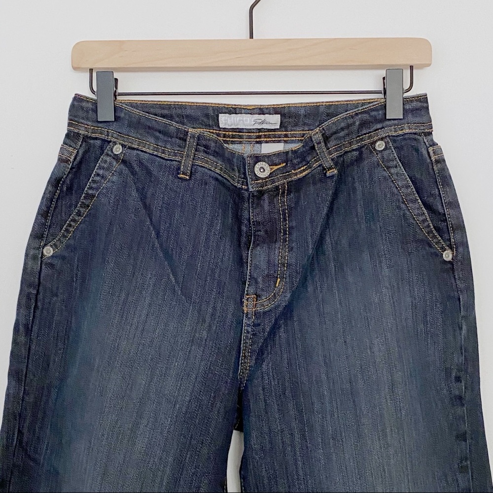 Chico’s Dark Wash Wide Leg Cropped Denim Jeans Size 4 - Picture 4 of 8